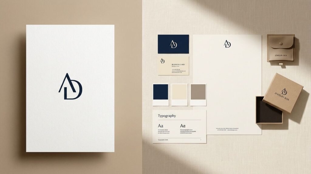 Perbandingan logo tunggal versus sistem brand identity lengkap — color palette, tipografi, dan aplikasi visual untuk bisnis Indonesia