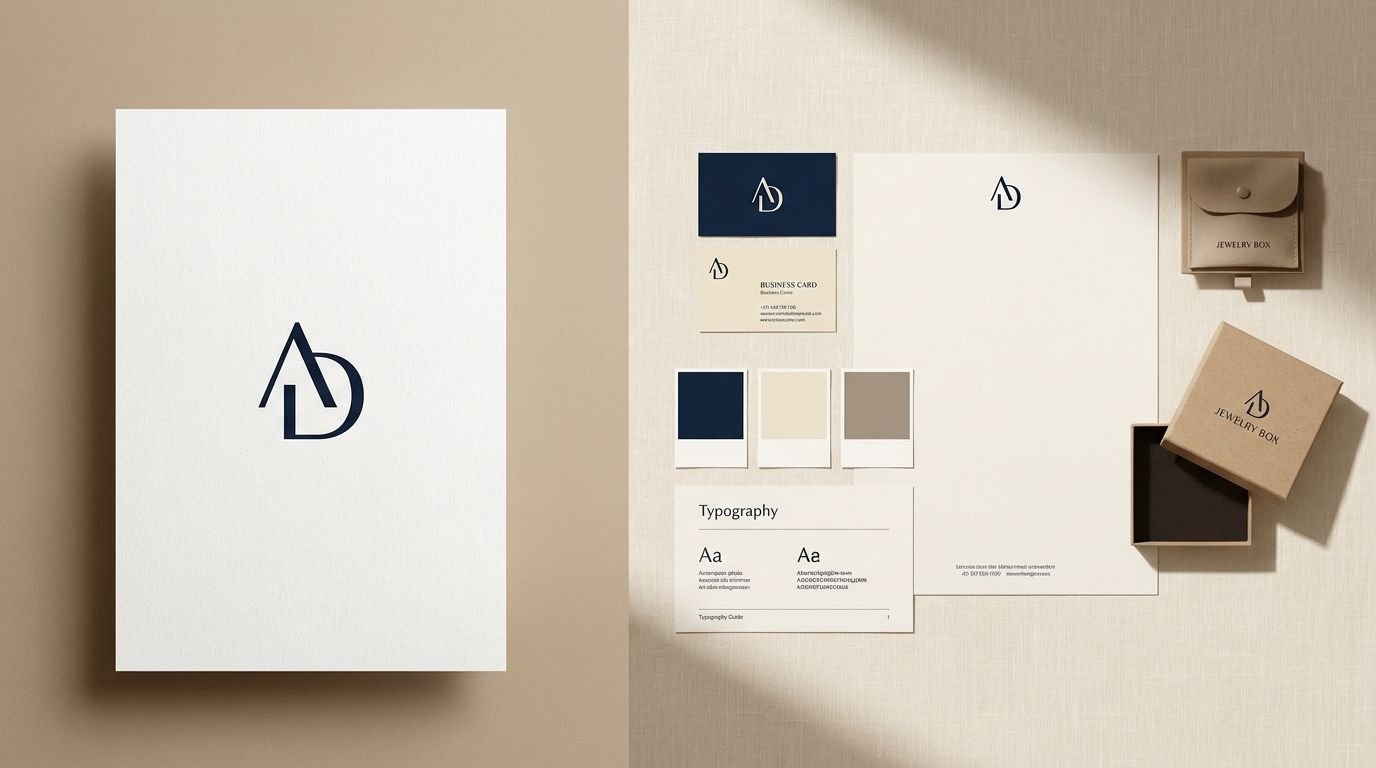 Perbandingan logo tunggal versus sistem brand identity lengkap — color palette, tipografi, dan aplikasi visual untuk bisnis Indonesia