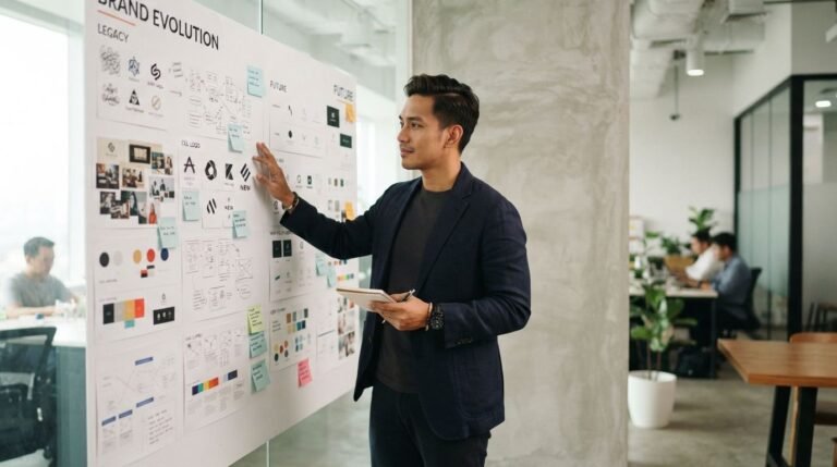 Founder Indonesia mempertimbangkan kapan bisnis perlu rebranding dengan membandingkan arah brand lama dan baru